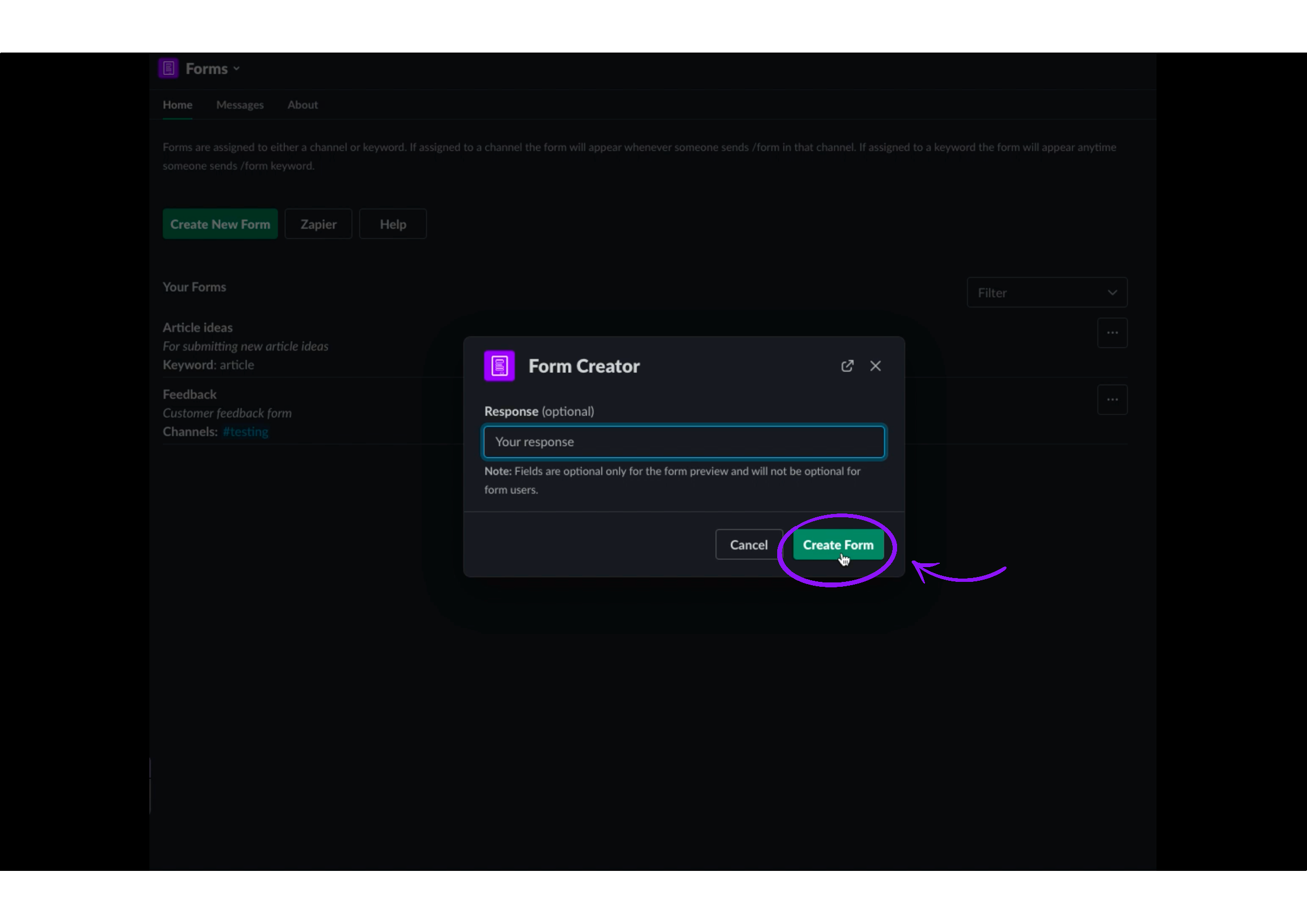 Slack Forms