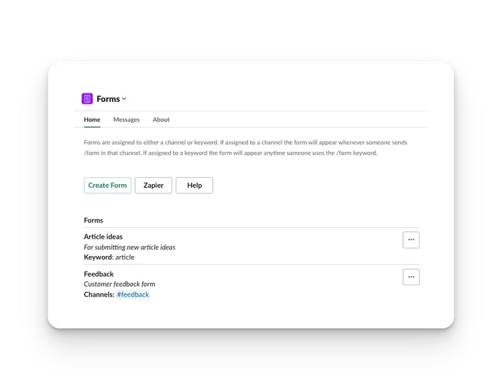 Manage forms without leaving Slack
